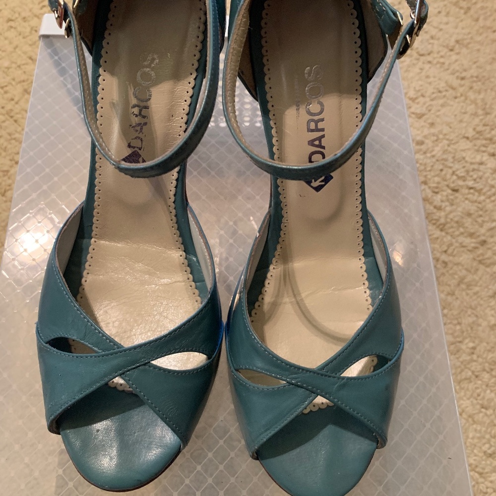 ARGENTINE TANGO SHOES SIZE 8 ALL LEATHER 3.5" HEEL LEATHER SOLE